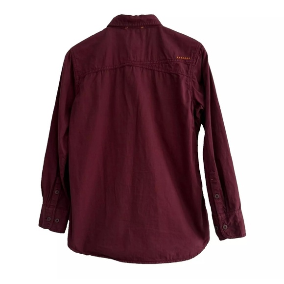 Ariat Rebar Women Medium Western Cowboy Burgundy Button Down LS Shirt Embroidery - Picture 2 of 13